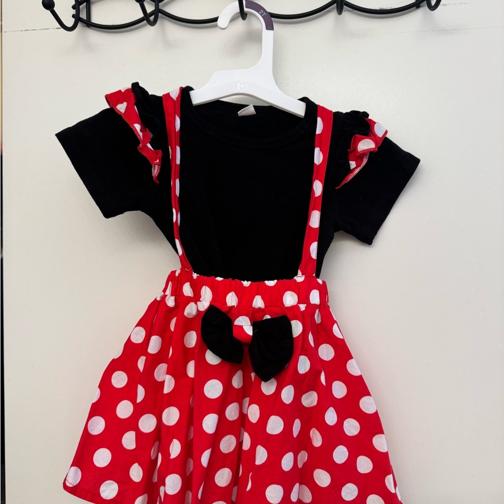 Red Polka Dot Dress with Black Top